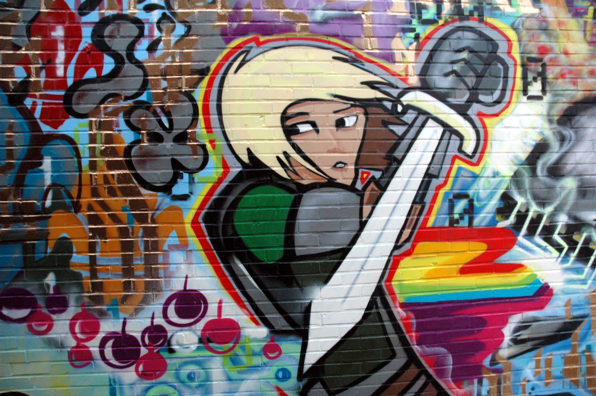 Graffiti art mural on building